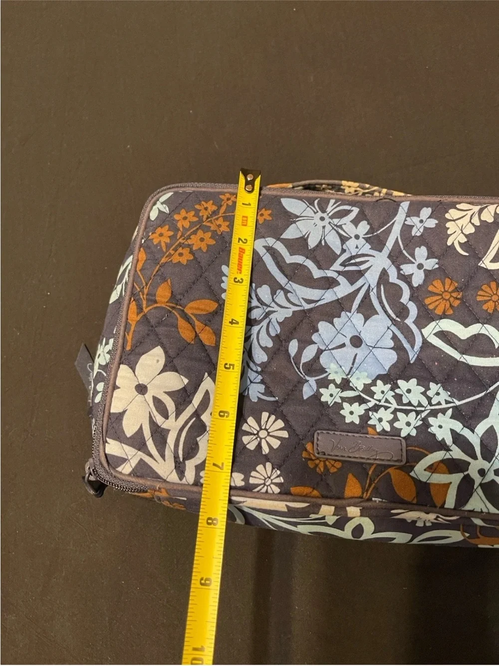 JAVA FLORAL Blue Medium Makeup Cosmetic Travel Bag VERA BRADLEY EUC